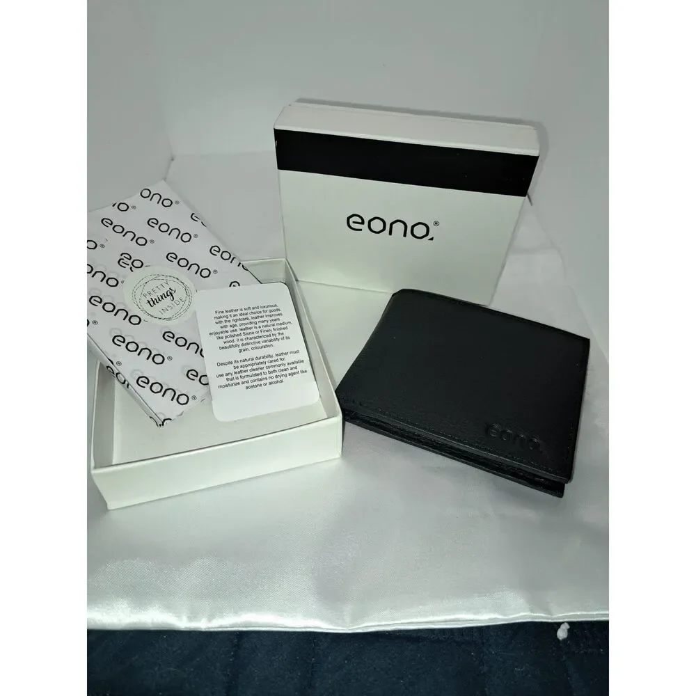 NIB- Eono Genuine Leather XL Soft & smooth Leather Black Wallet for Men
